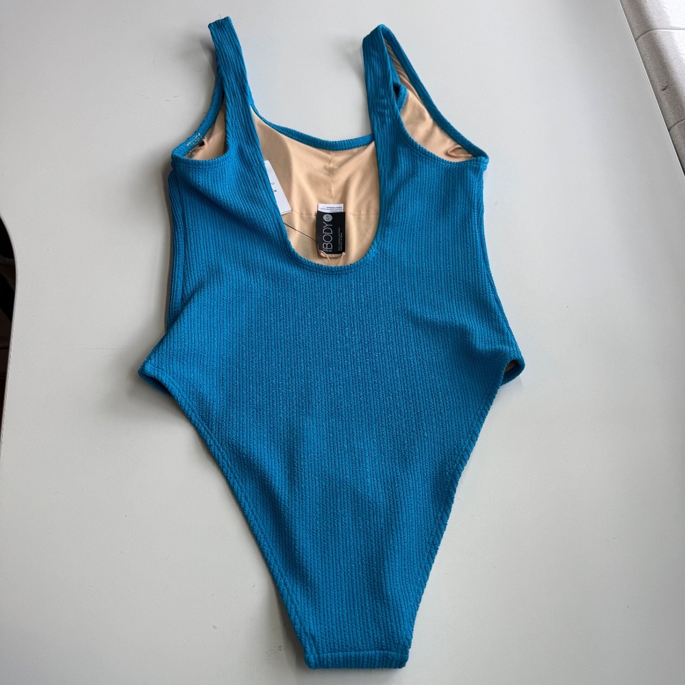 Cotton On Body Womens Low Back Bonnie Blue Crinkle One Piece Swimsuit - Picture 4 of 8